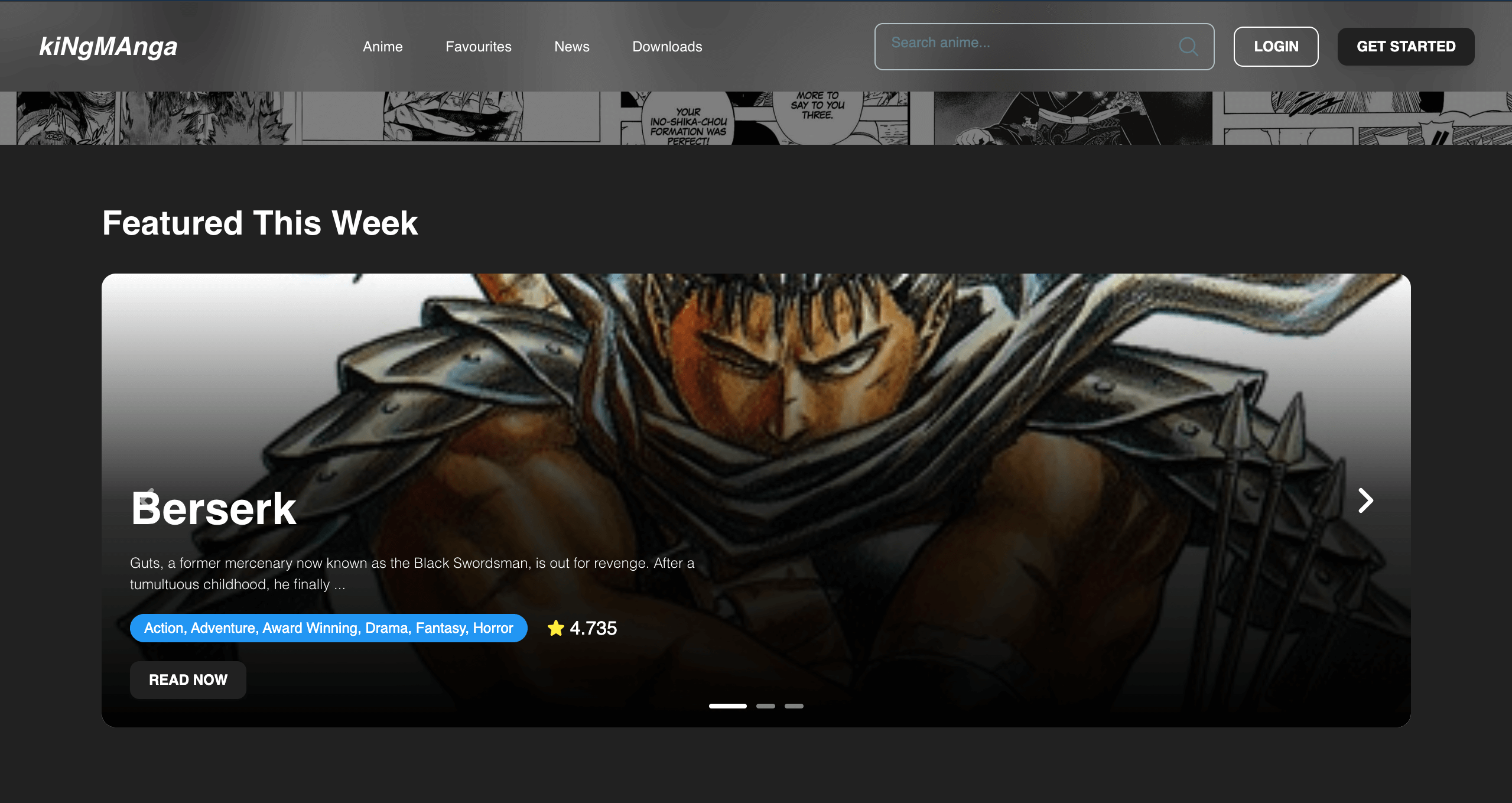 Manga website project thumbnail